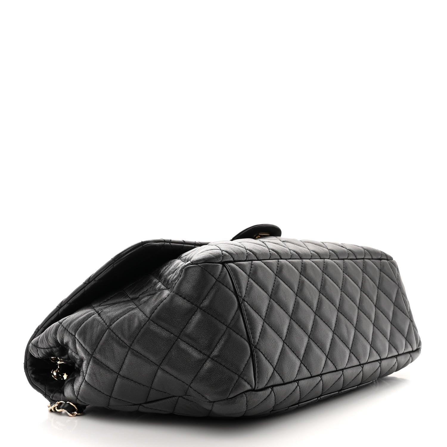 Chanel Metallized Calfskin Quilted Small XXL Travel Flap Bag Black 4 of 10