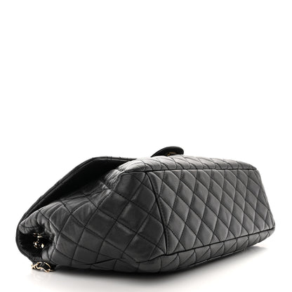 Chanel Metallized Calfskin Quilted Small XXL Travel Flap Bag Black 4 of 10