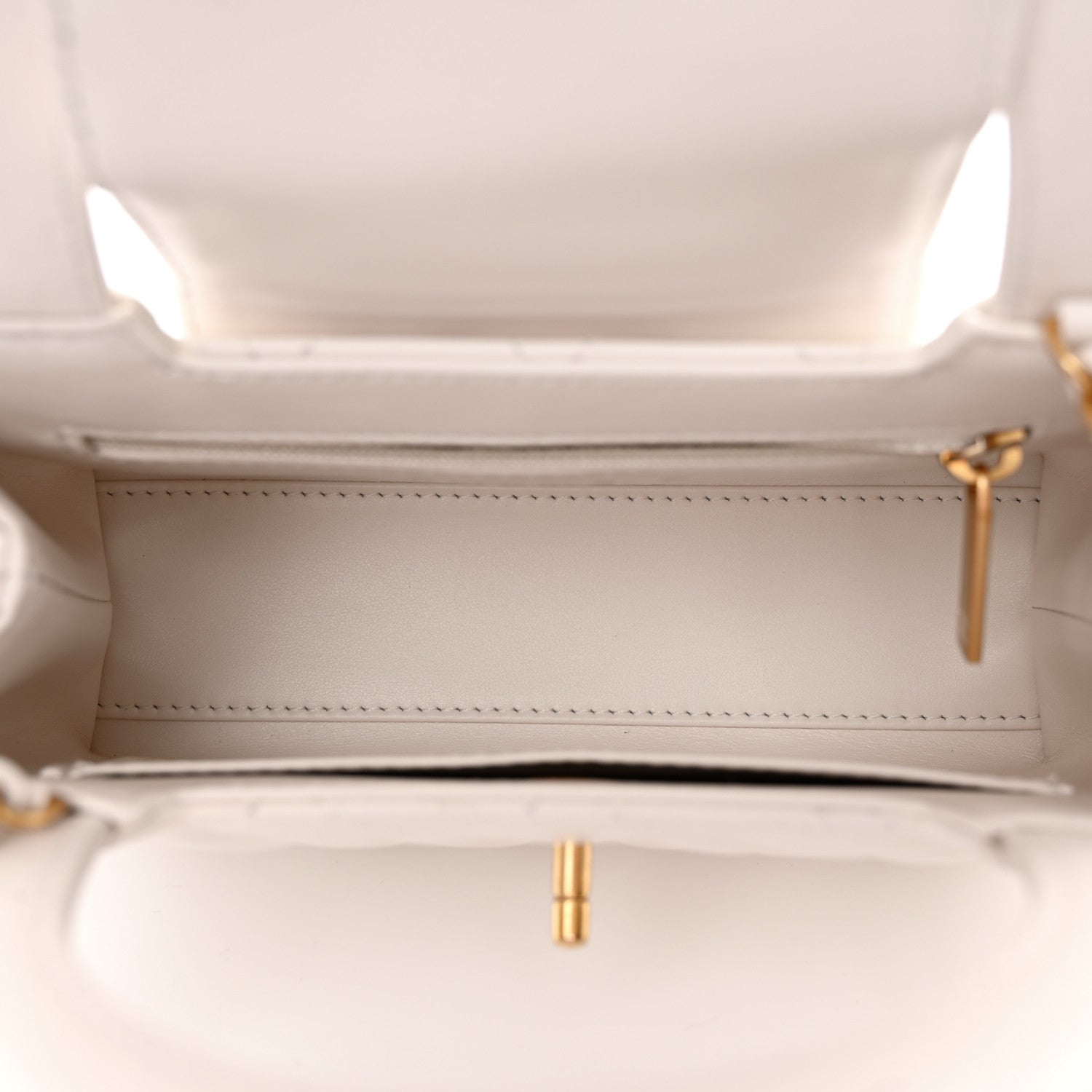 Chanel Shiny Aged Calfskin Quilted Nano Kelly Shopper White 5 of 13