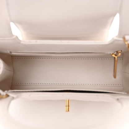 Chanel Shiny Aged Calfskin Quilted Nano Kelly Shopper White 5 of 13