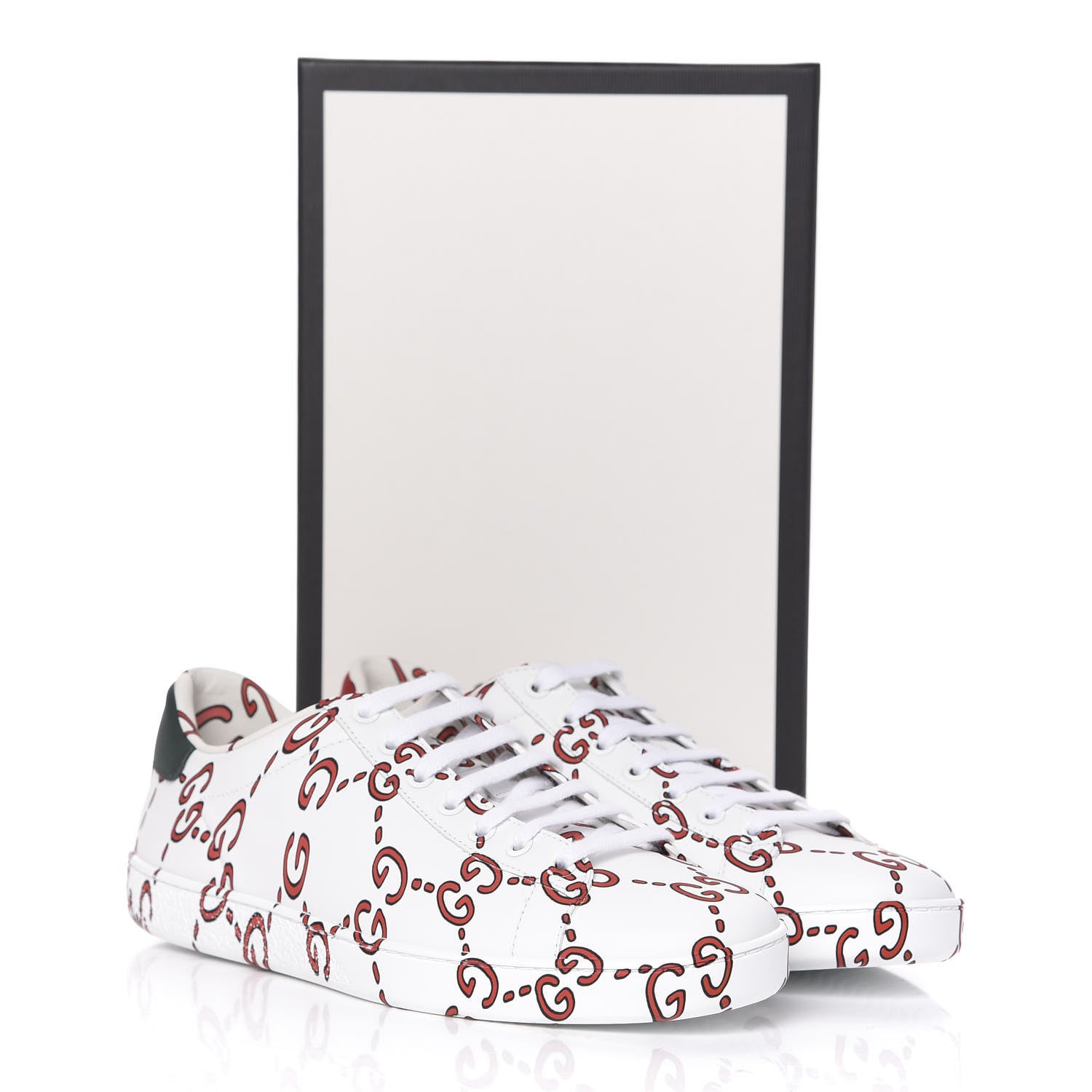 Gucci Calfskin GucciGhost Print Womens Ace Sneakers 39.5 White Hibiscus Red 10 of 10