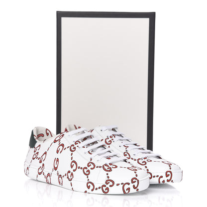 Gucci Calfskin GucciGhost Print Womens Ace Sneakers 39.5 White Hibiscus Red 10 of 10