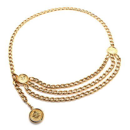 Chanel Metal Medallion CC Triple Chain Belt Gold 1 of 4