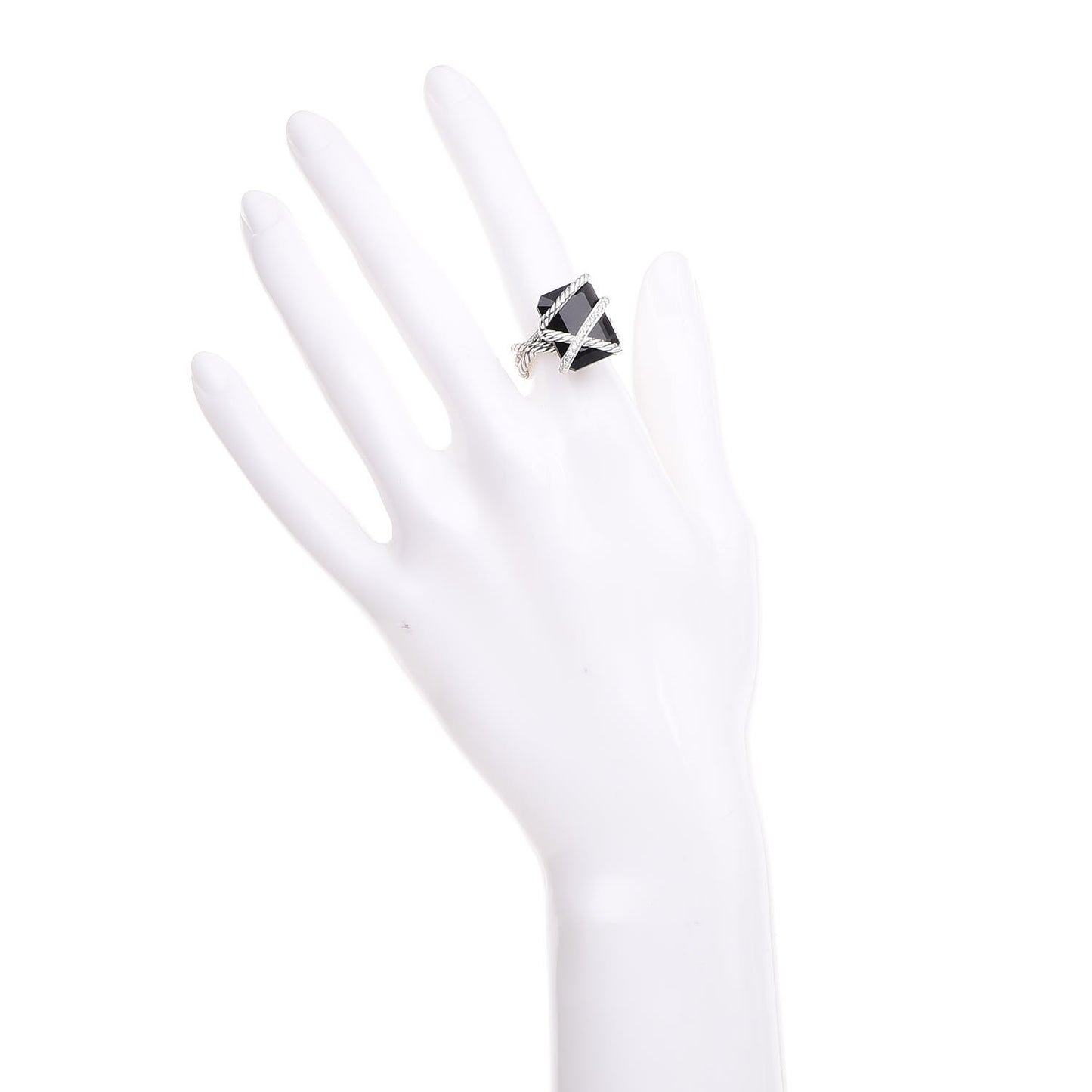 Sterling Silver Diamond Black Onyx 15mm Cable Wrap Ring 52 6