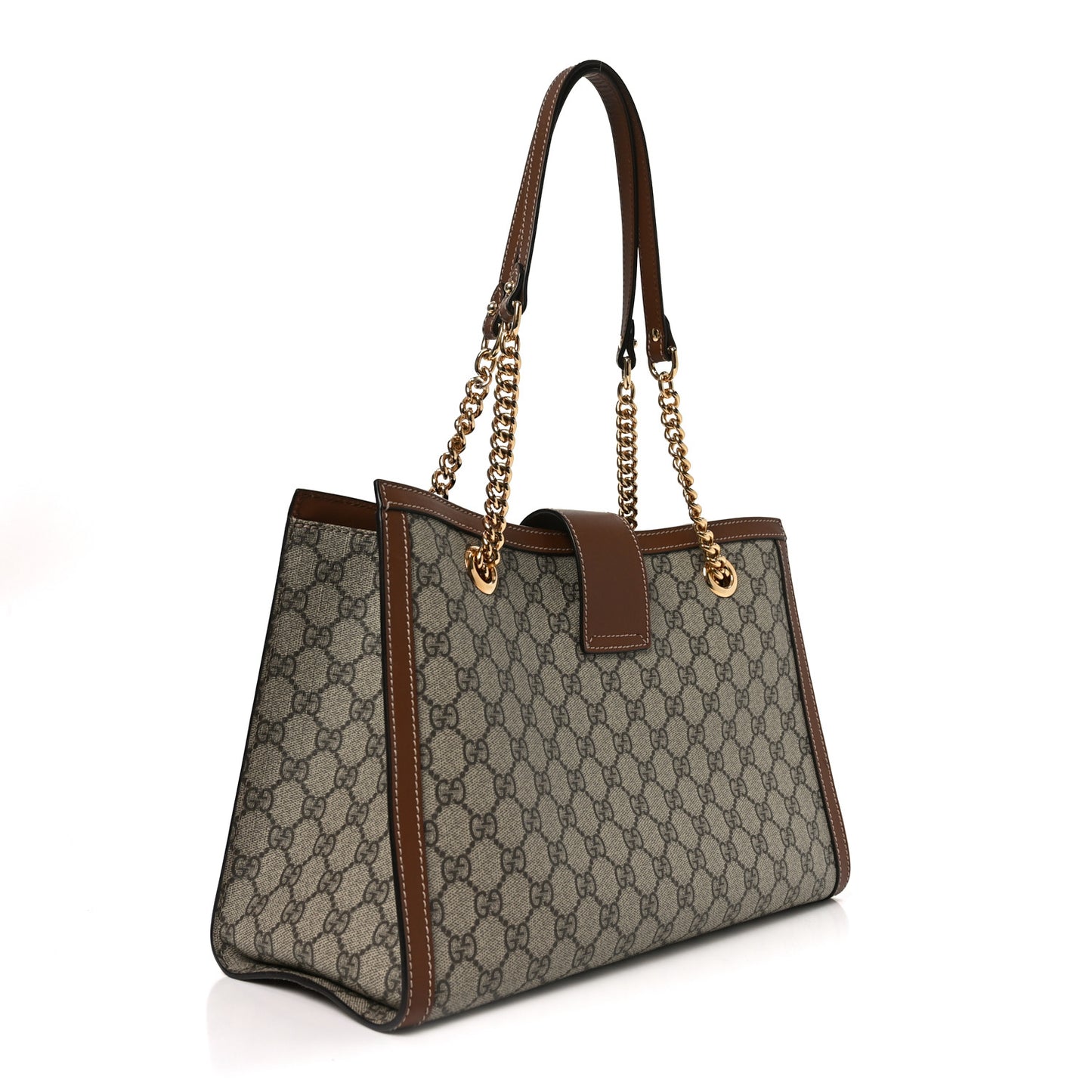 GG Supreme Monogram Medium Padlock Tote Beige Cuir