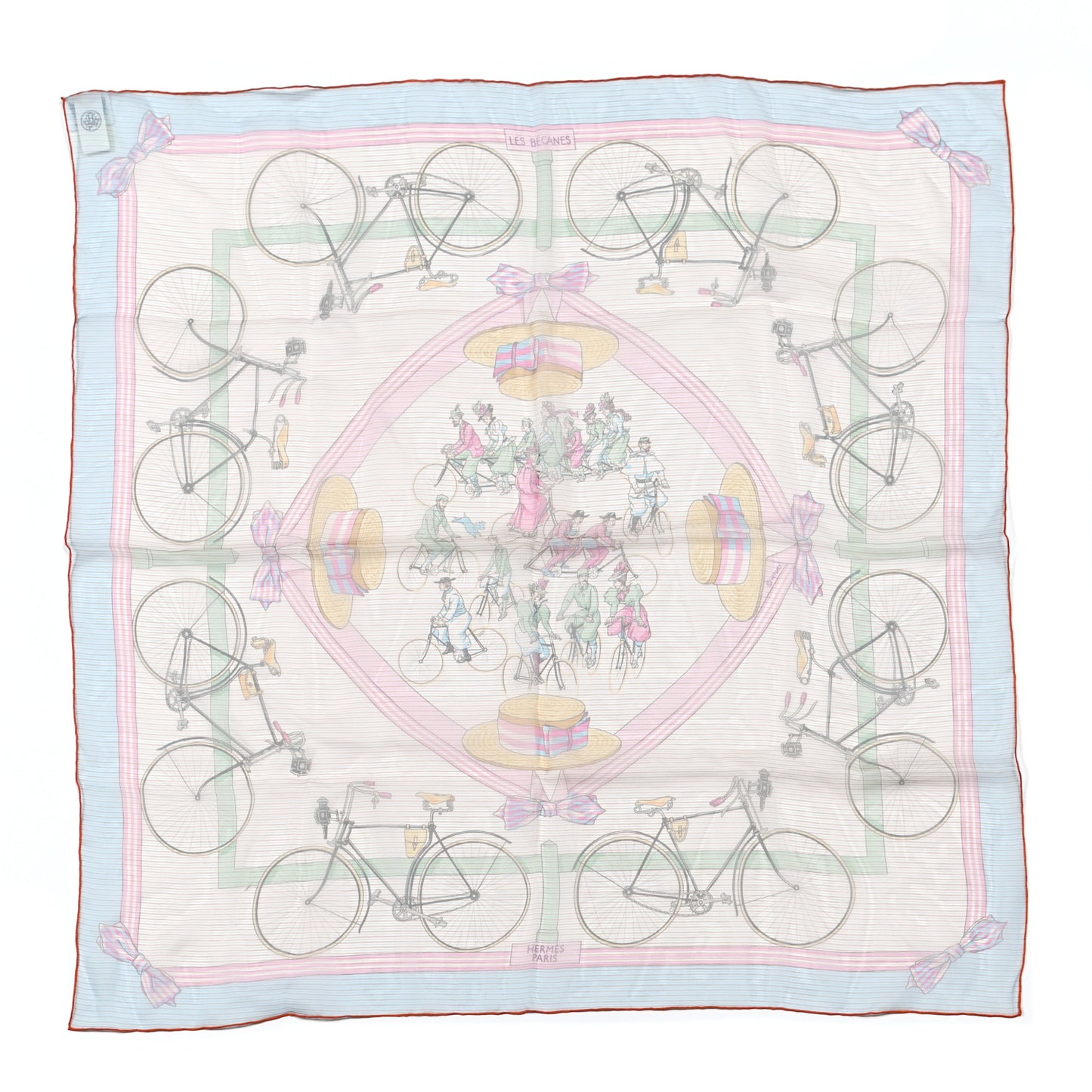 Silk Mousseline Les Becanes Scarf 70 Ciel Rose Vert Multicolor