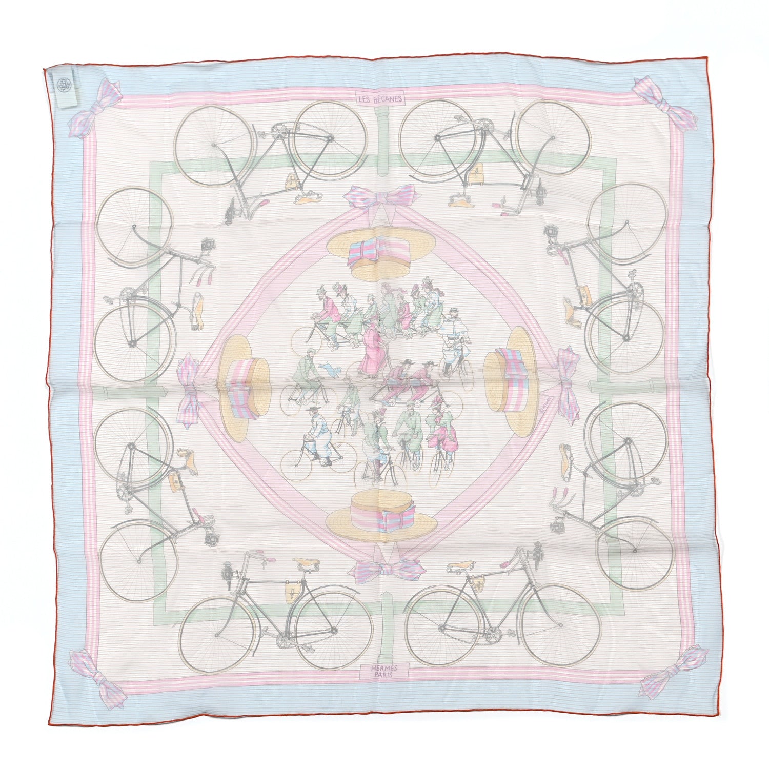 Hermes Silk Mousseline Les Becanes Scarf 70 Ciel Rose Vert Multicolor 1 of 4
