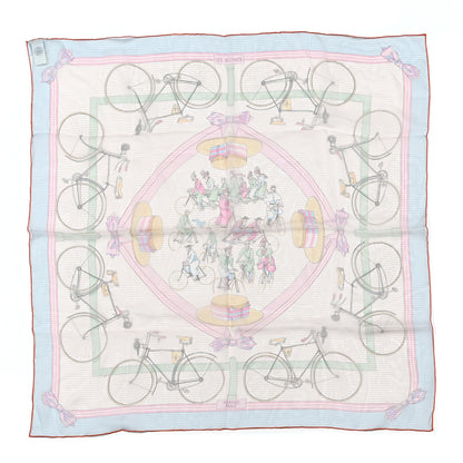 Hermes Silk Mousseline Les Becanes Scarf 70 Ciel Rose Vert Multicolor 1 of 4
