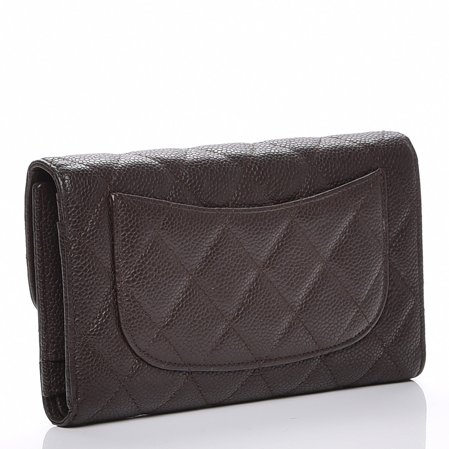 Chanel Caviar Quilted Large Flap Wallet Dark Brown 3 of 8