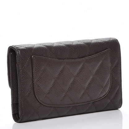 Chanel Caviar Quilted Large Flap Wallet Dark Brown 3 of 8