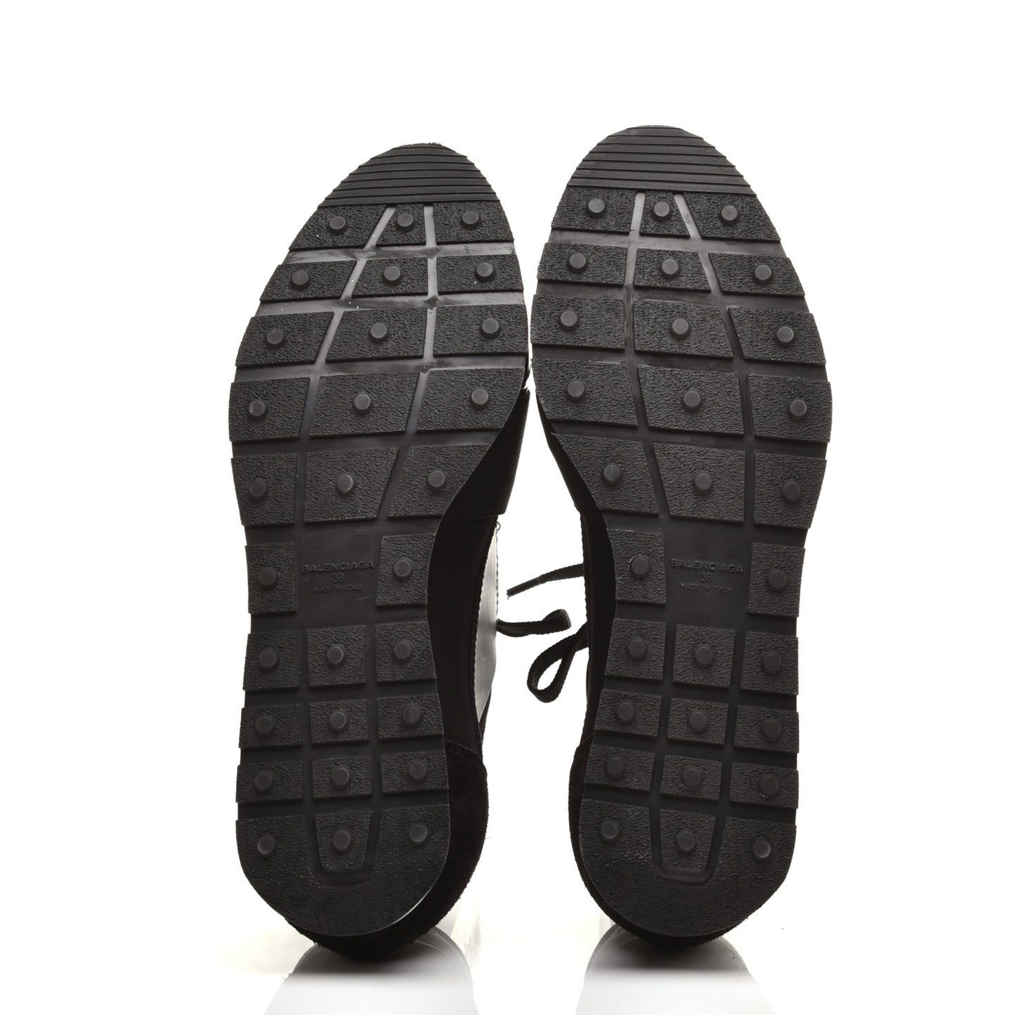 Mesh Calfskin Neoprene Suede Womens Race Runner Sneakers 38 Black
