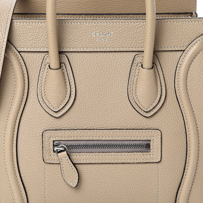 Celine Drummed Calfskin Nano Luggage Dune 7 of 11