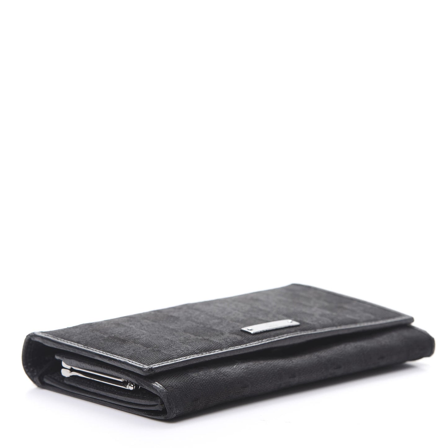 Monogram Metal Bar Continental Flap Wallet Black