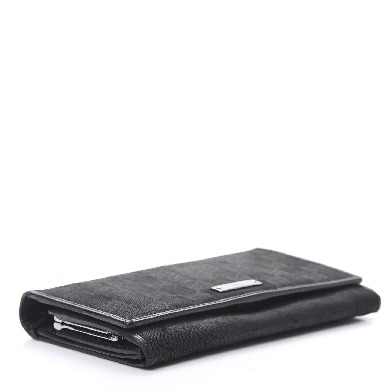 Gucci Monogram Metal Bar Continental Flap Wallet Black 4 of 13