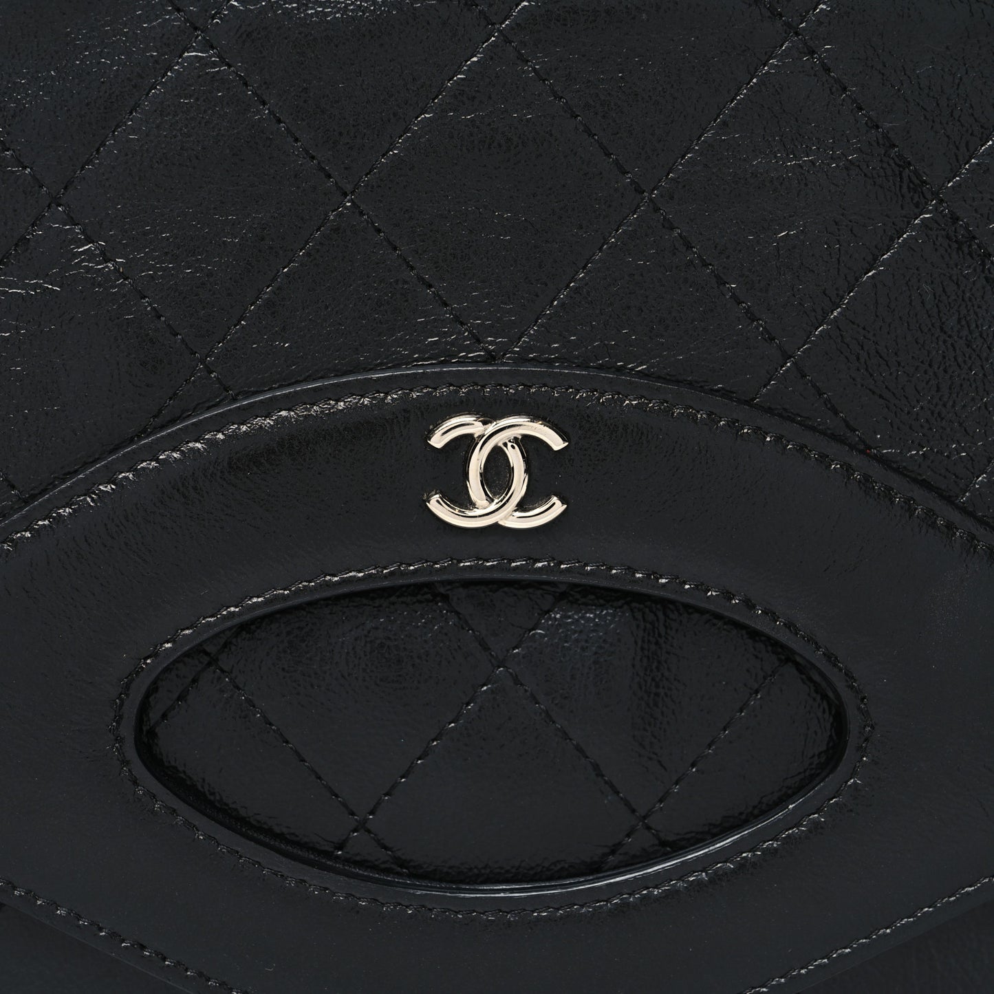 Shiny Crumpled Calfskin Large 31 Pouch Black