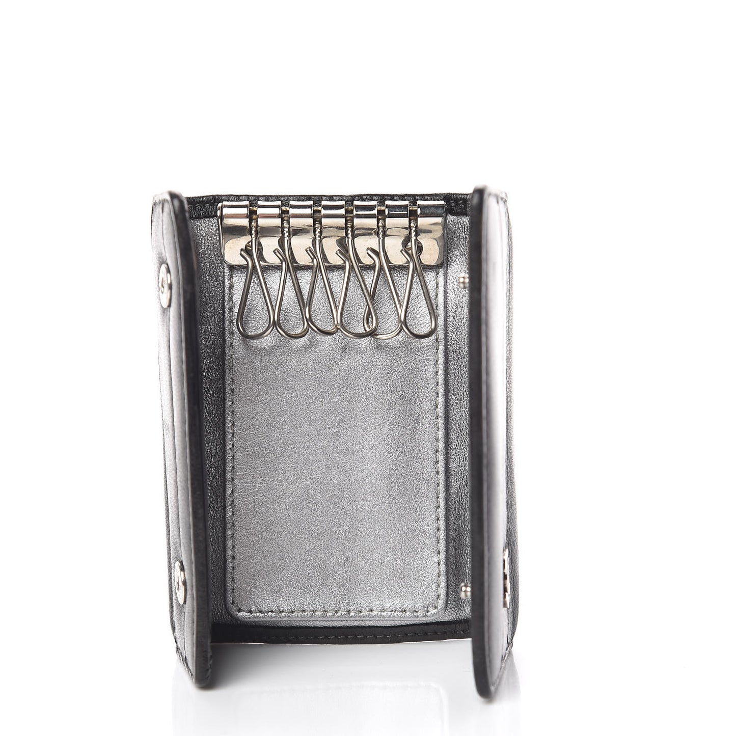Lambskin Vertical Quilted 6 Key Holder Black
