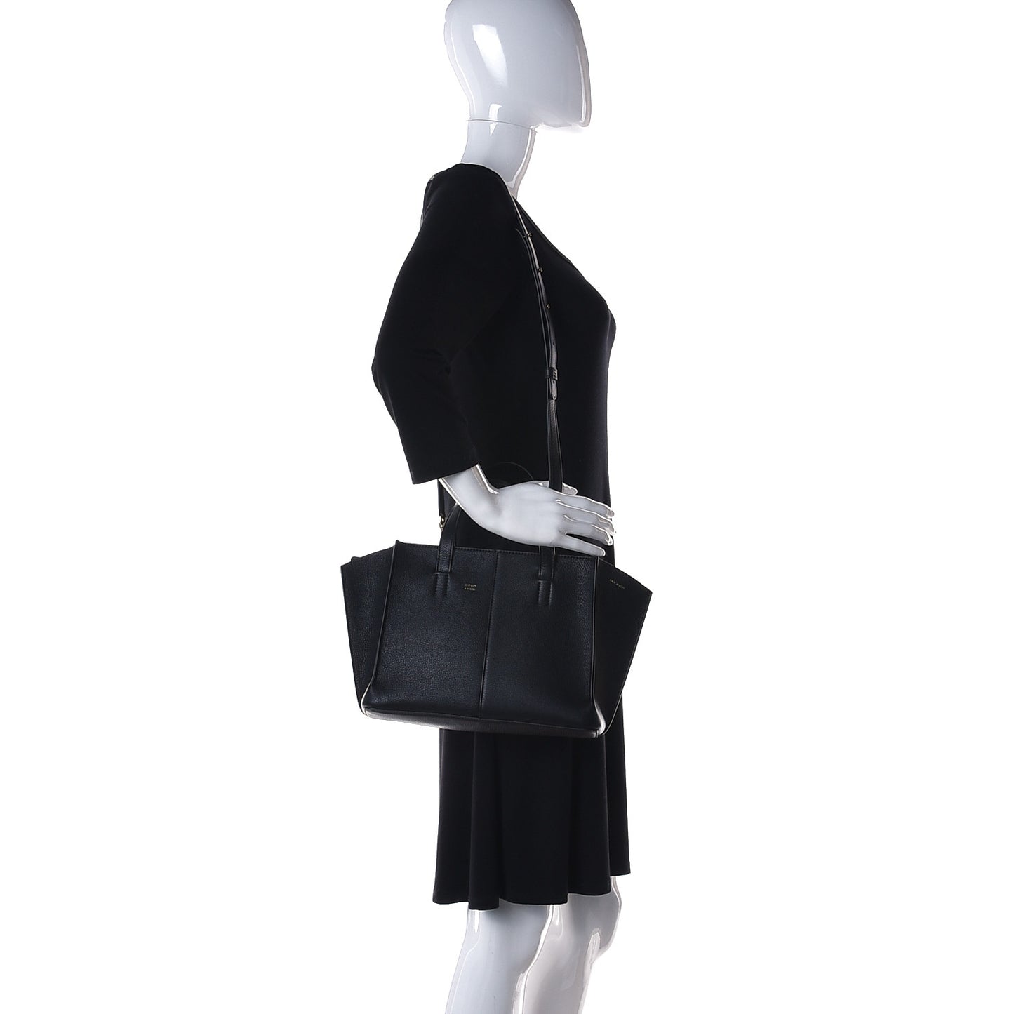 Pebbled Calfskin Mini Zip Multitude Tote Black