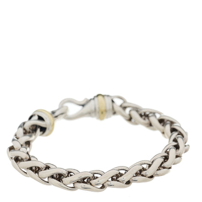 David Yurman Sterling Silver 14K Yellow Gold 8mm Wheat Chain Bracelet 2 of 3