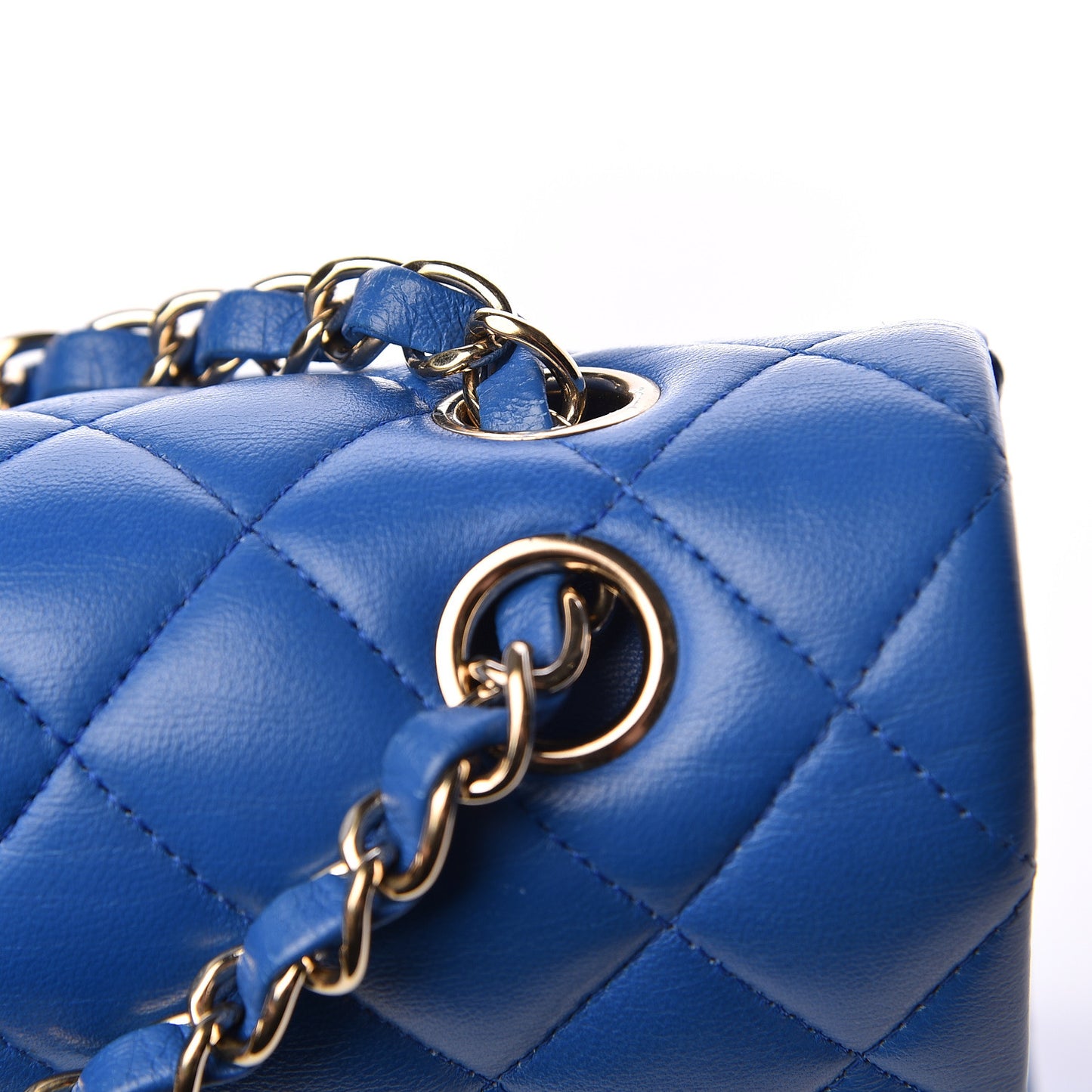 Lambskin Quilted Medium Double Flap Blue