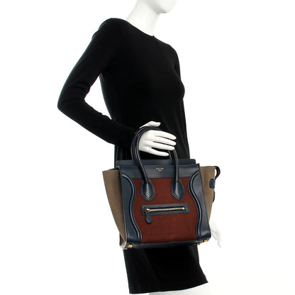 Celine Smooth Calfskin Nubuck Micro Tri-Color Luggage Marron 2 of 12