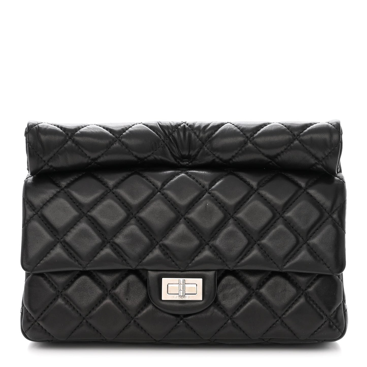 Lambskin Quilted Large Roll 2.55 Reissue Clutch Black