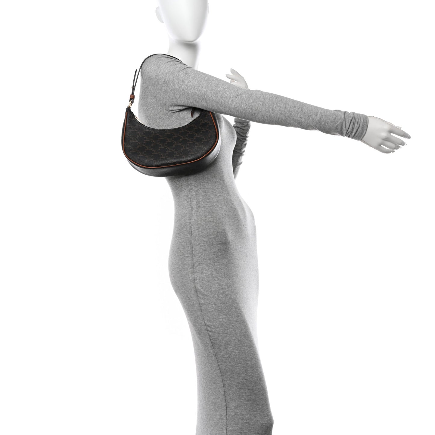 Triomphe Canvas Calfskin Ava Shoulder Bag Tan