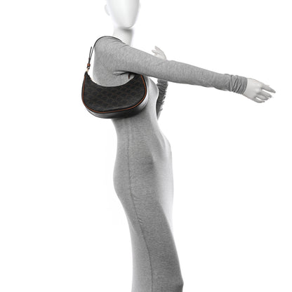 Celine Triomphe Canvas Calfskin Ava Shoulder Bag Tan 2 of 10