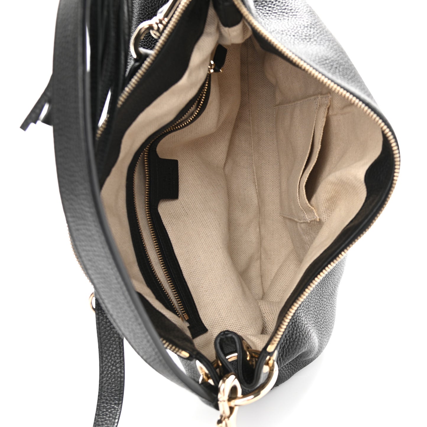 Pebbled Calfskin Large Soho Hobo Black