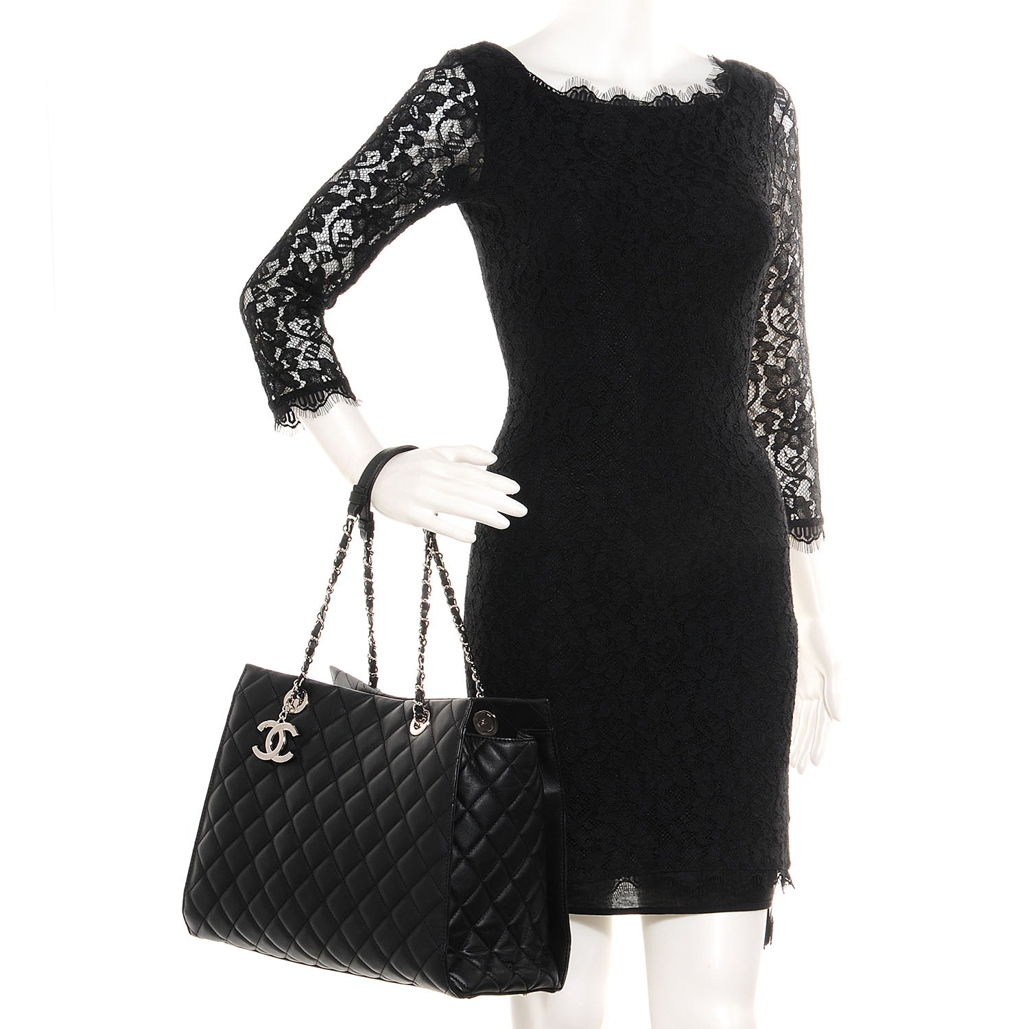 Chanel Calfskin Quilted Chic and Soft Large Shopping Tote Black 2 of 8