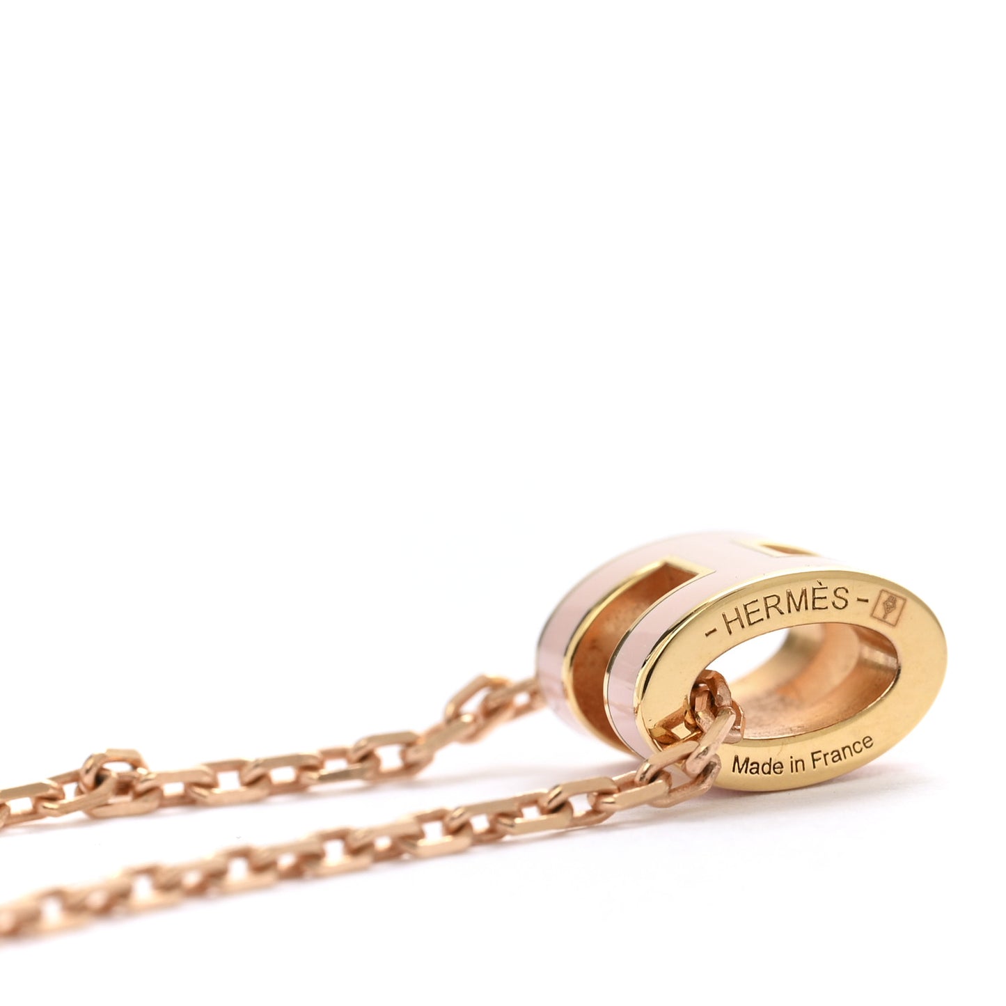 Lacquered Gold Mini Pop H Pendant Necklace Rose Dragee