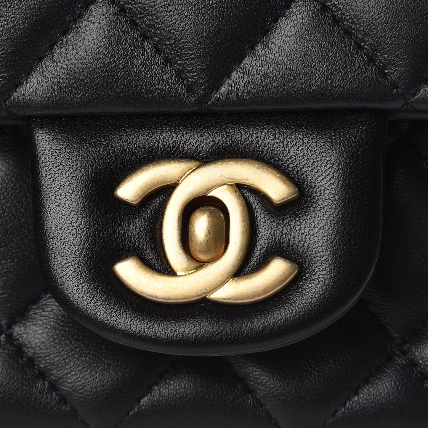 Lambskin Quilted Mini Rectangular Flap Black