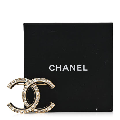 Chanel Baguette Crystal CC Brooch Black Gold 4 of 4