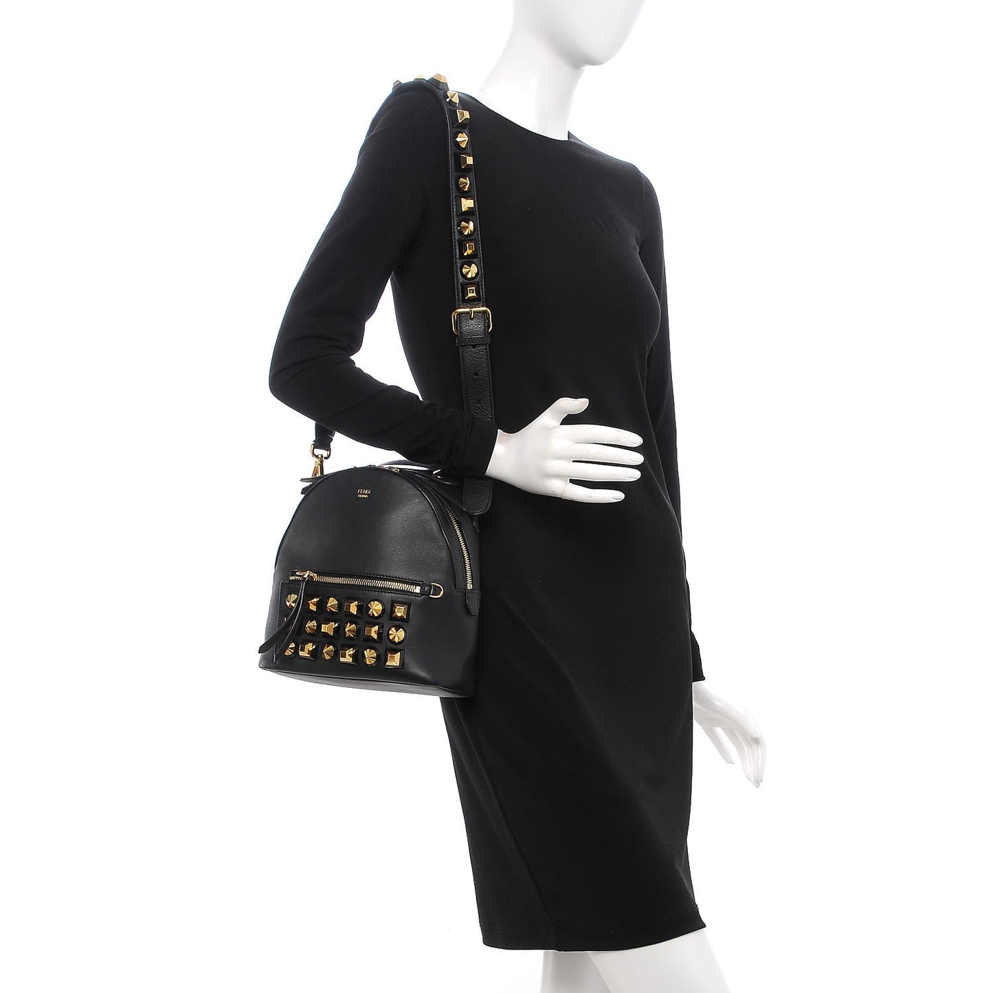 Vitello Dolce Studded Mini Backpack Black