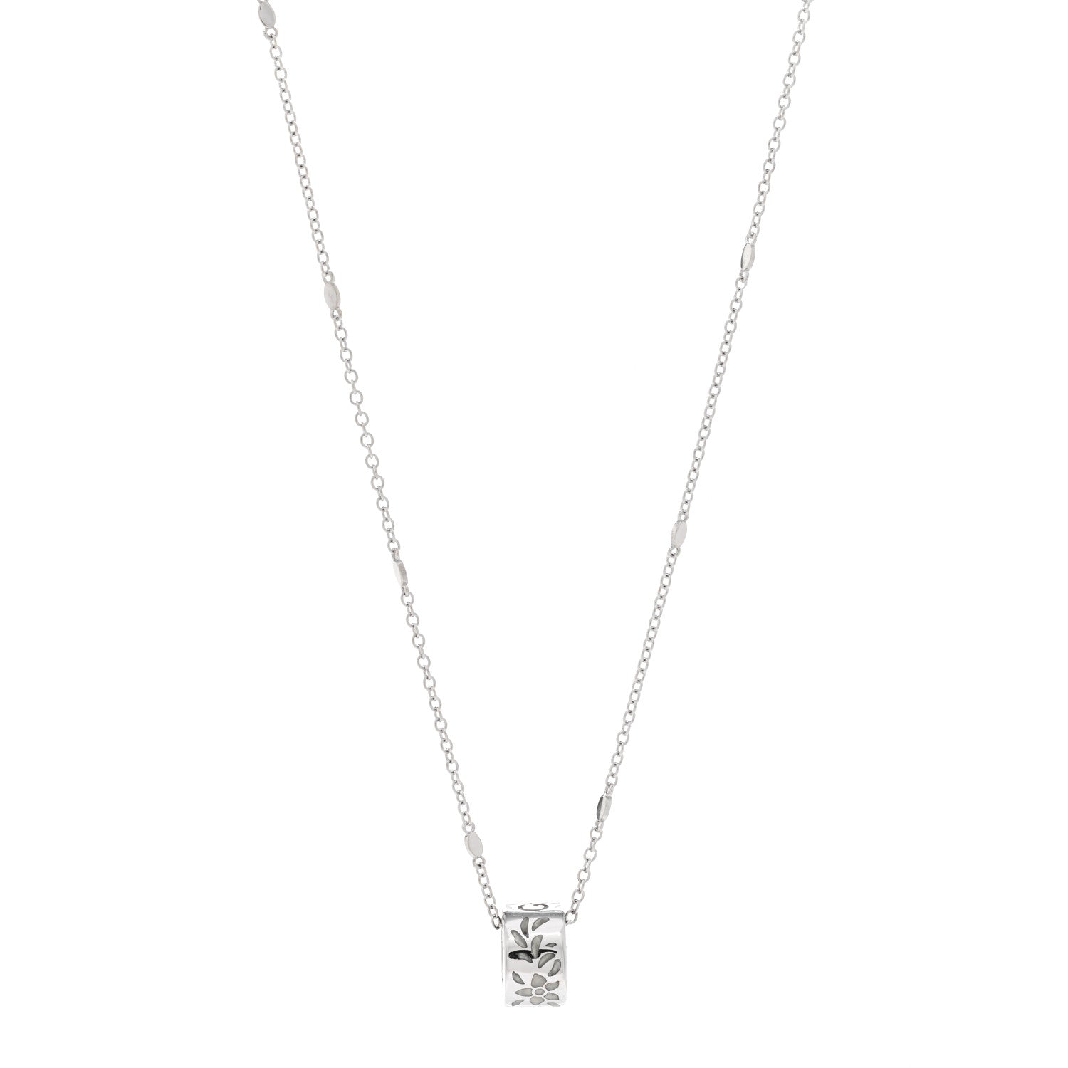Gucci 18K White Gold Enamel Icon Twirl Pendant Necklace 1 of 4