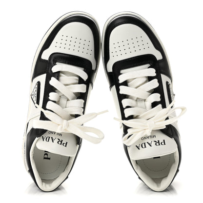 Prada Vitello Sport Spazzolato Rois Triangle Logo Womens Downtown Low Top 30mm Sneakers 36.5 White Black 2 of 10