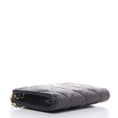 Chanel Iridescent Caviar Quilted Zipped Key Holder Case Black 4 of 11