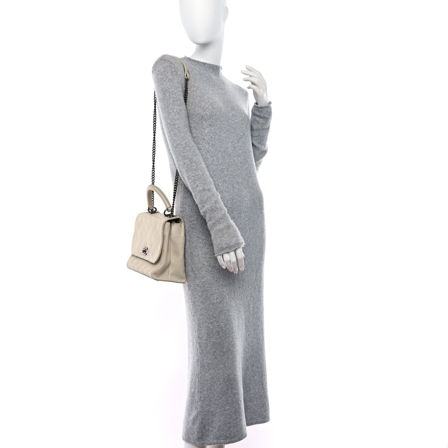 Chanel Calfskin Stitched Urban Luxury Top Handle Bag Ivory 2 of 10