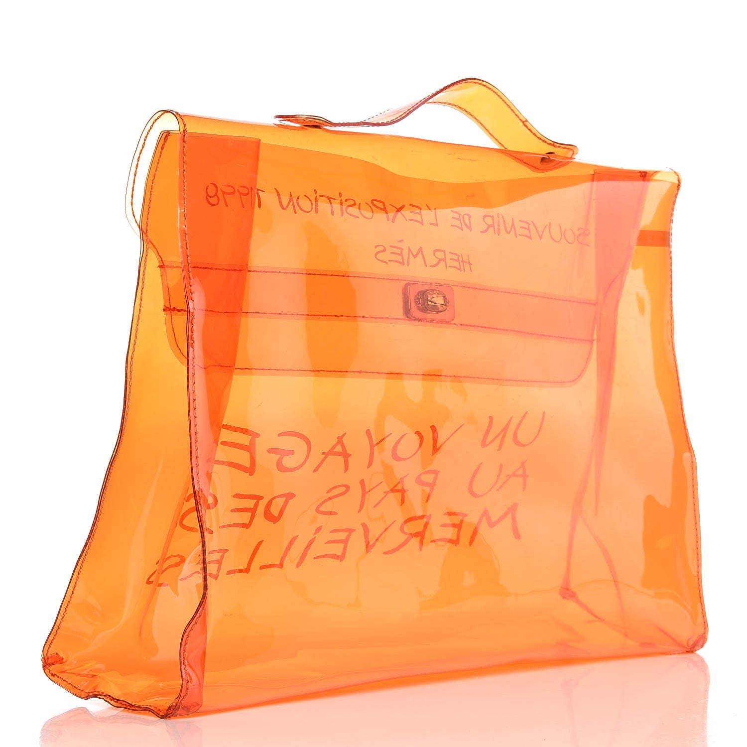 Hermes Vinyl Souvenir De L'Exposition Kelly Orange 3 of 7