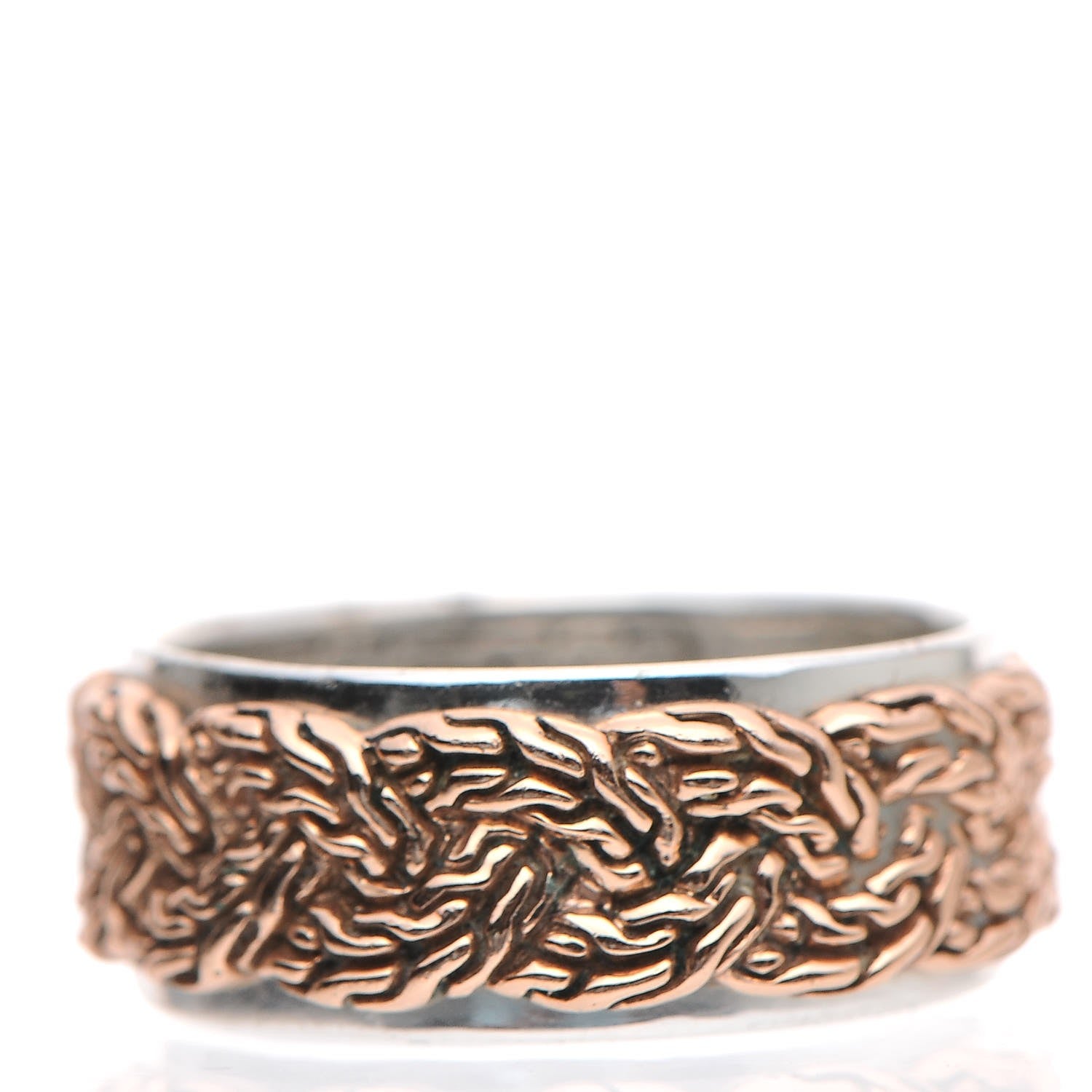John Hardy Sterling Silver Bronze Classic Chain Braided Two Tone Ring 62 10 4 of 7