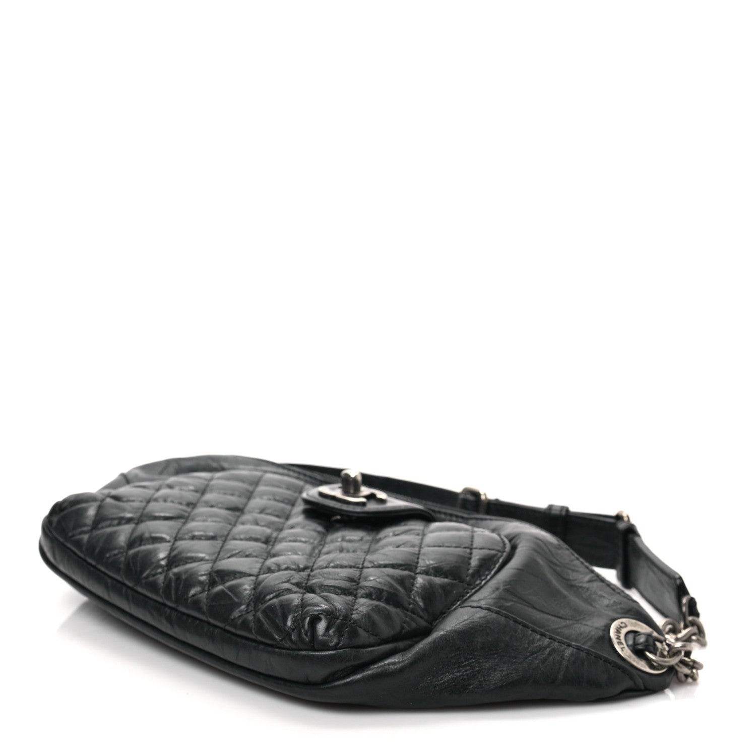 Chanel Crumpled Calfskin Quilted Casual Rock Waist Bag Fanny Pack Black 8 of 8