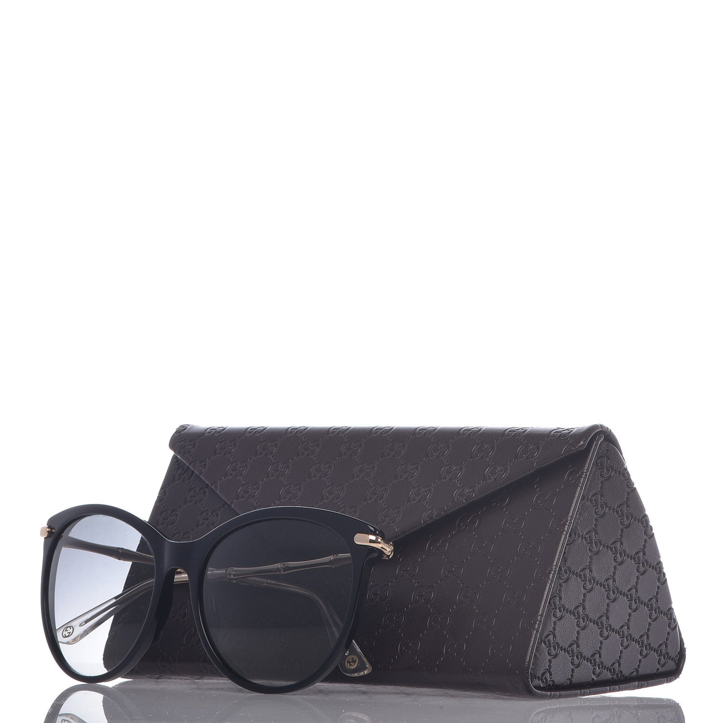 Crystal Bamboo Cat Eye Sunglasses GG3771 Black Gold