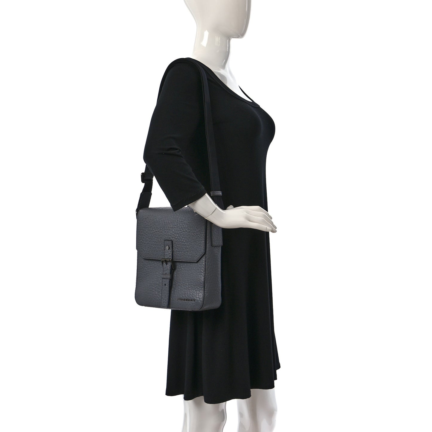 Grainy Calfskin Heritage Grain Mini Crossbody Bag Grey