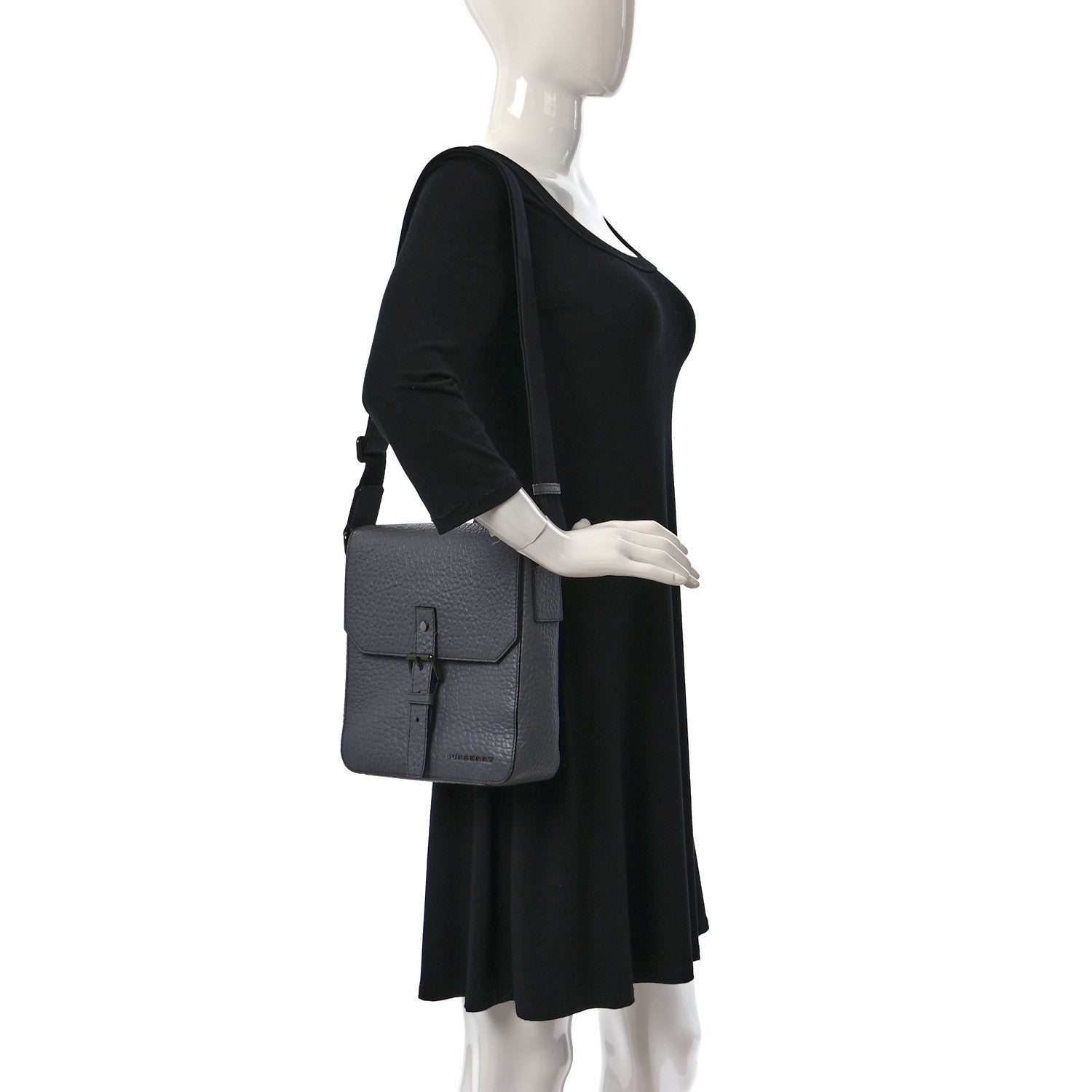 Burberry Grainy Calfskin Heritage Grain Mini Crossbody Bag Grey 2 of 9