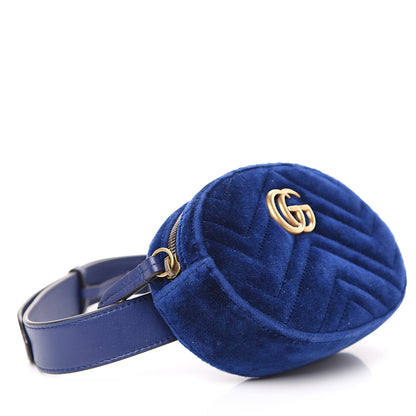 Gucci Velvet Matelasse GG Marmont Belt Bag 75 30 Cobalt Blue 3 of 10