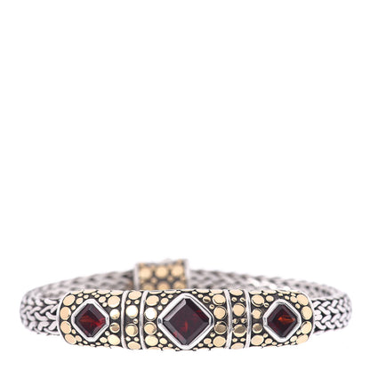 John Hardy Sterling Silver 18K Yellow Gold Garnet Kali Dot Station Bracelet 1 of 4