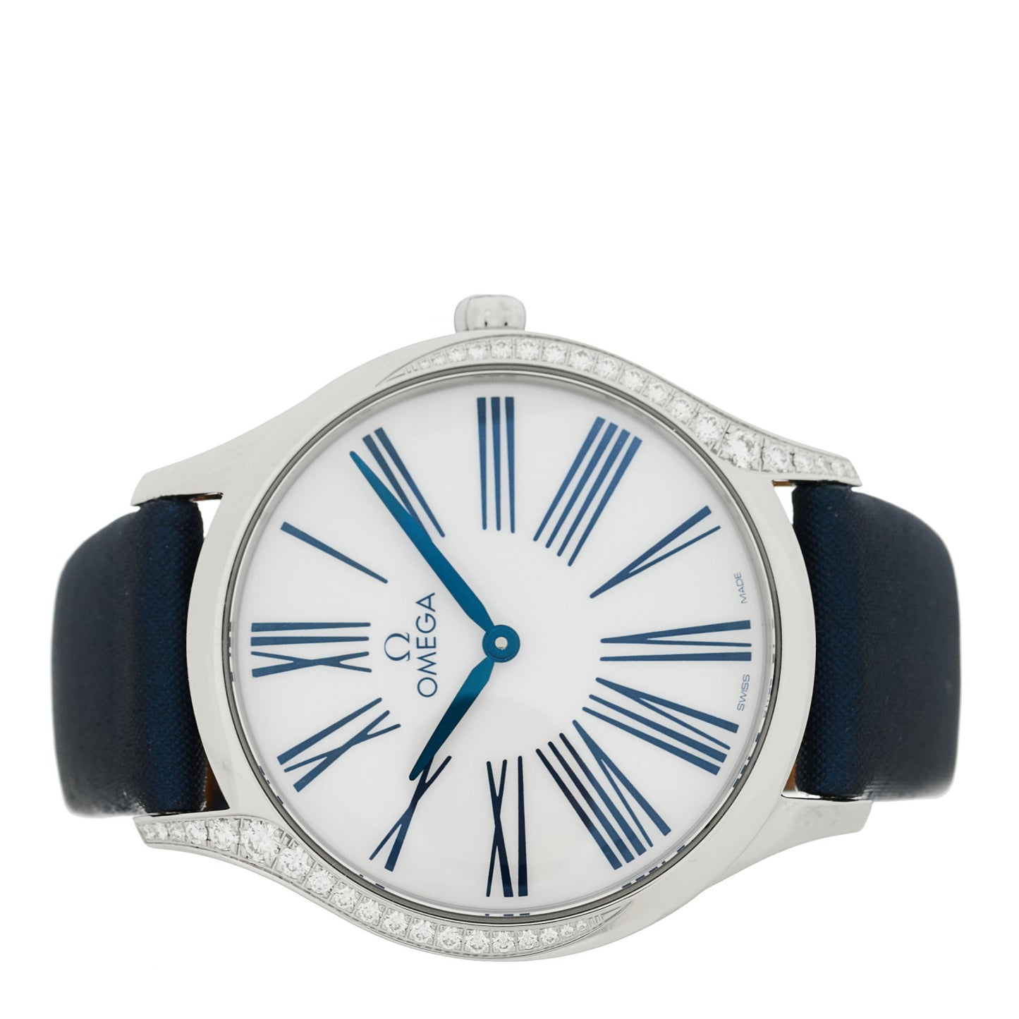 Stainless Steel Satin Diamond Bezel 36mm De Ville Tresor Quartz Watch White 428.17.36.60.04.001