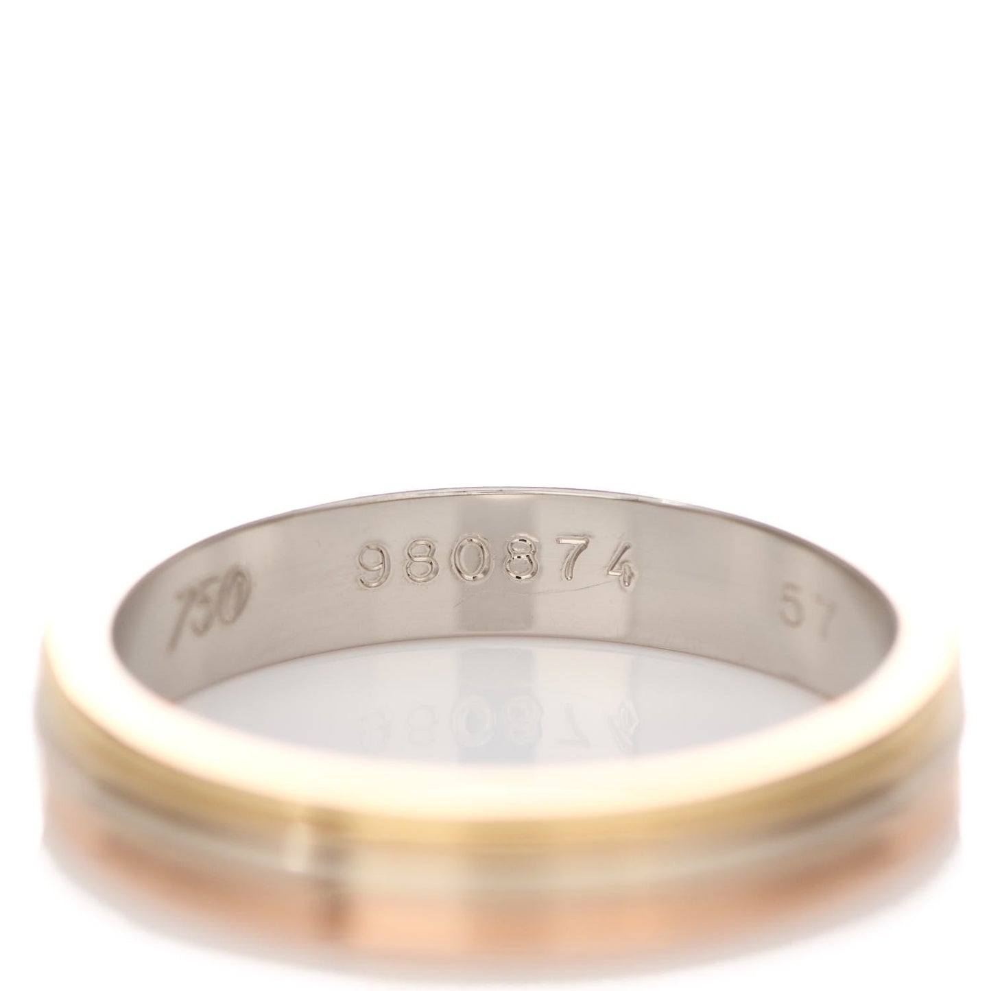 18K Pink White Yellow Gold 3.8mm Trinity Wedding Band Ring 57 8