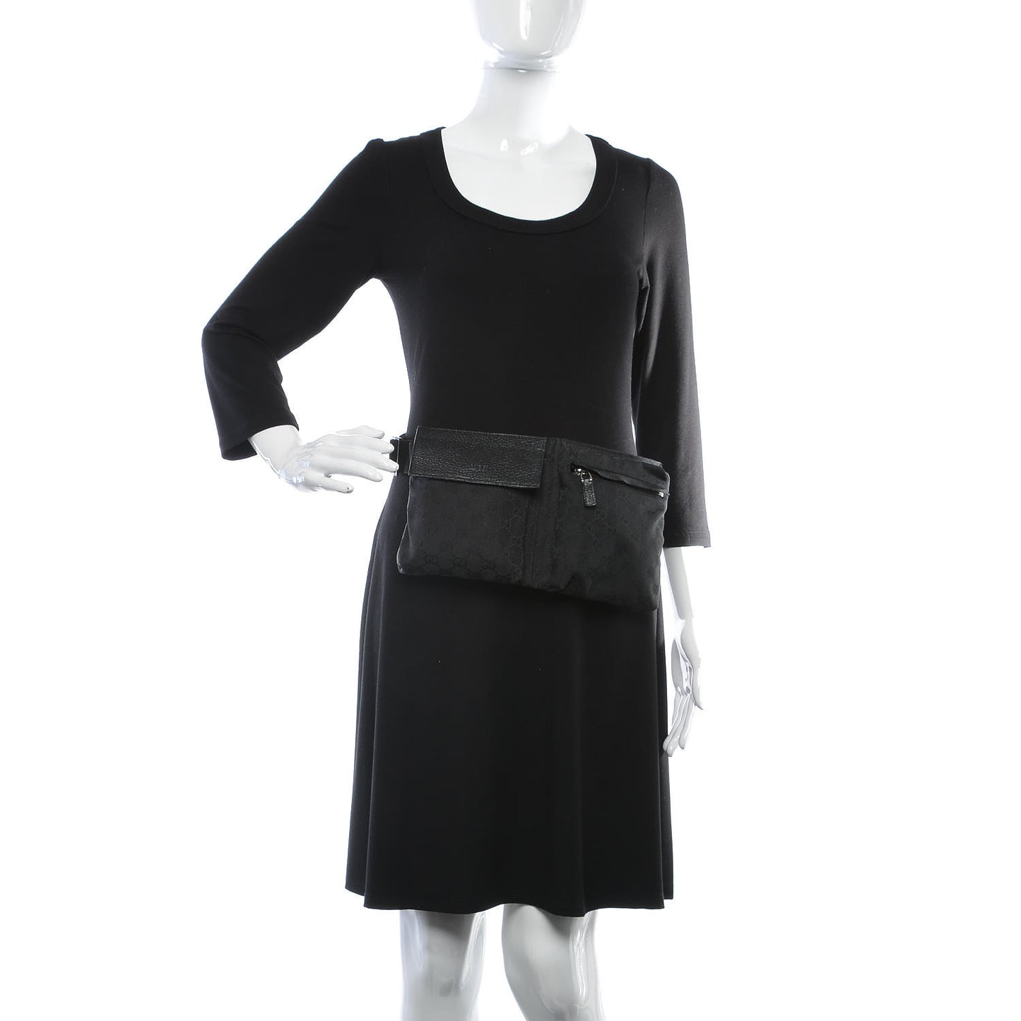 GG Monogram Double Pocket Belt Bag Black
