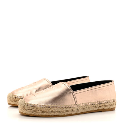Saint Laurent Metallic Lambskin Monogram Espadrilles 35 Blush 4 of 10
