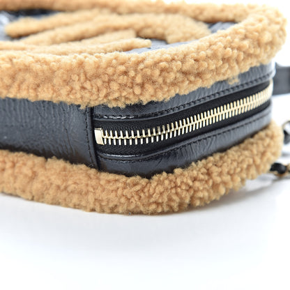 Chanel Shiny Crumpled Sheepskin Shearling CC Mania Waist Bag Black Light Brown 10 of 10